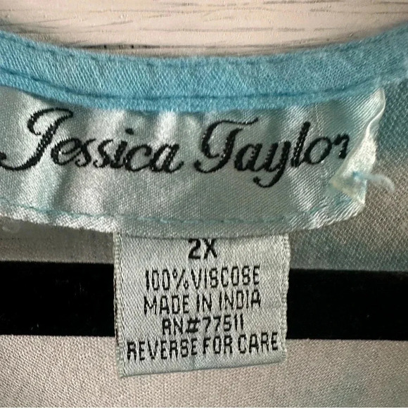 Jessica Taylor Beach Cover-Up Dress plus Size2X Tie Dye Blue Embroidery Boho - Picture 4 of 6